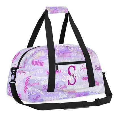 Custom Dance Bag Girls, Duffel Bag Women, Purple Marble Texture | Personalized Name Gymnastics Barrel Ballet Sport Cheerleader Bag - color: Color 19