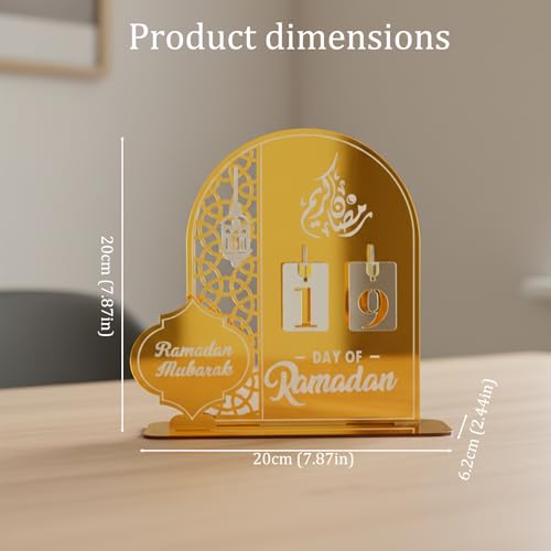 Ramadan Calendar, Golden Acrylic Ramadan Advent Calendar for Home Decor, Ramadan Good Deed Calendar for Kids Aged 14+, Ramadan Countdown Decorations, Ramadan Gift for Families