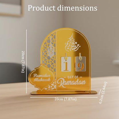 Ramadan Calendar, Golden Acrylic Ramadan Advent Calendar for Home Decor, Ramadan Good Deed Calendar for Kids Aged 14+, Ramadan Countdown Decorations, Ramadan Gift for Families