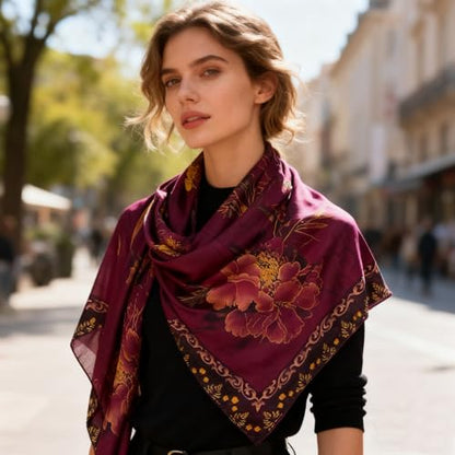 XL 43 Inch Extra Large Square Scarf Fashion Scarves Silk Feeling Hair Scarf Wrapping Scarfs Night Sleeping Headscarf - color: Ba1031