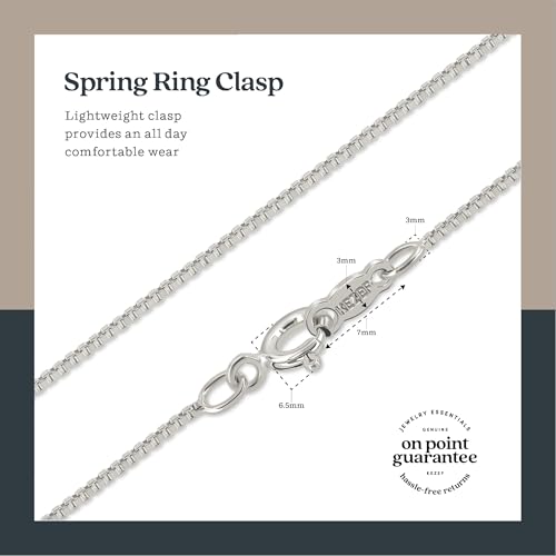 KEZEF 18K Gold Plated 925 Sterling Silver Box Chain Necklace for Women, 1mm Thin & Sturdy Italian Chain Necklace, Rose Gold & Silver Available, 15/16/18/20/22/24/30 Inch - color: Sterling Silver, size: 20 Inch