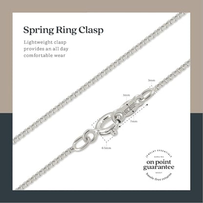 KEZEF 18K Gold Plated 925 Sterling Silver Box Chain Necklace for Women, 1mm Thin & Sturdy Italian Chain Necklace, Rose Gold & Silver Available, 15/16/18/20/22/24/30 Inch - color: Sterling Silver, size: 20 Inch