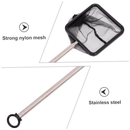 FRCOLOR 2pcs Extendable Stainless Steel Fishing Net with Fine Mesh, Portable Foldable Fish Tank Net for Freshwater Fishing Accessories and Fish Catching