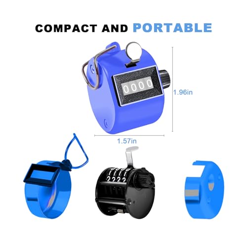 TESEAS Clicker Counter Handheld Tally Counter 4-Digit Number Counter, 2 Pack Hand Mechanical Counters Clickers Pitch Umpire Click Counter for Coaching, Knitting, People, Lap, Fishing, Golf, - color: 4pack