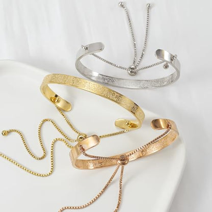 Adults or Kids Ayatul Kursi Bangle, Islamic Jewelry, Muslim Mom Gift, Matching Bracelets, 18k Gold over Stainless Steel, Doesn't tarnish - color: Gold