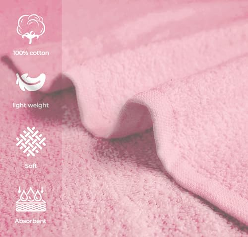 Avalon Towels Salon Towel - Pink Hand Towels Bulk Pack of 24 - 100% Cotton Absorbent Spa, Facial & Gym Towel for Working Out - 16x27 Inches (Not Bleach Proof) - color: Pink
