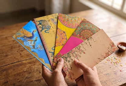 Eligent Traditional Designer Shagun Envelopes Pack of 12 Indian Wedding Gift Envelopes for Cash –7.5" x 3.8 | Decorative Money Holders for Special Occasions–Money Gift Covers for Raksha Bandhan