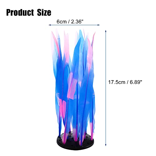 VOCOSTE Soft Silicone Glowing Aquatic Artificial Seaweed, Fluorescence Aquarium Kelp for Fish Tank Decoration, Blue