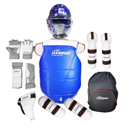 Upgraded Taekwondo Sparring Gear Set, Training Equipment, Light Weighted and Soft, for Taekwondo Karate Trainer Youth Adult - color: blue, size: 5#