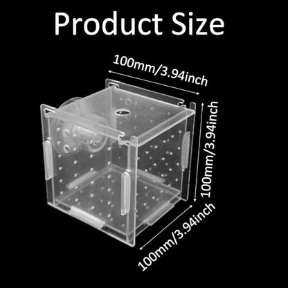 3.9 x 3.9 x 3.9 inch Acrylic Fish Breeding Box, Transparent Isolation Hatchery Incubator with Suction Cups for Guppy Shrimp Small Baby Fishes Aquarium Nursery Tank - size: 3.9 x 3.9 x 3.9inch