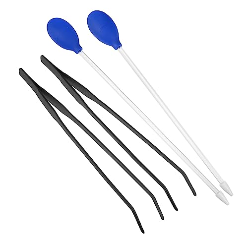 Abaodam 4Pcs Aquarium Cleaning Tool Manual Dropper and Tweezers Kit for Fish Tank Maintenance Pipette for Water Changes and Precision Tweezers for Plant Care