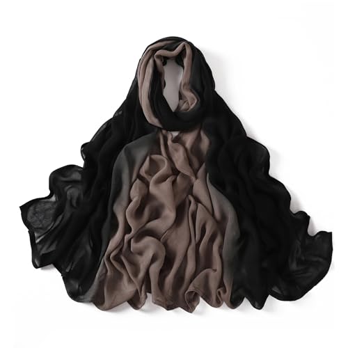 Txmout Ombre Modal Hijab Scarf for Women Muslim, Soft Lightweight Headscarf - color: Black - Khaki