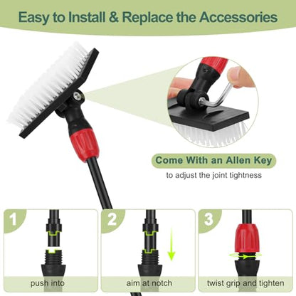 hygger Easy Clean Fish Tank Cleaner, 6 in 1 Aquarium Cleaning Tools Kit with Extendable Handle Algae Scraper Sponge Scrubber Firm Scrub Brush Fish Net Gravel Rake for Acrylic & Glass Tank - size: M(Extendable Handle)