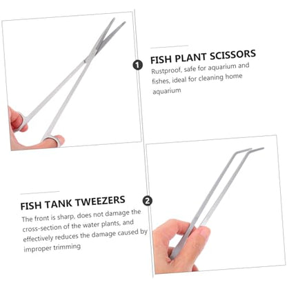 WOONEKY 1set Aquatic Plants Maintenance Tool Includes Scissors and Spatula for Fish Tank Cleaning Ergonomic Design for Precision Plant Trimming Resistant