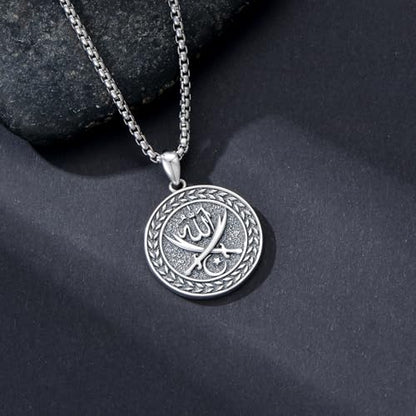 PELOVNY Allah Necklace for Men Women 925 Sterling Silver Islam Allah Pendant Chain Islamic Muslim Religious Jewelry Gifts - color: Allah-05