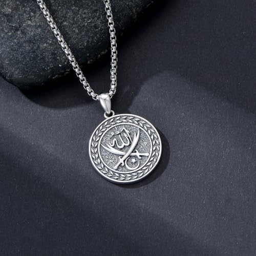 PELOVNY Allah Necklace for Men Women 925 Sterling Silver Islam Allah Pendant Chain Islamic Muslim Religious Jewelry Gifts - color: Allah-05