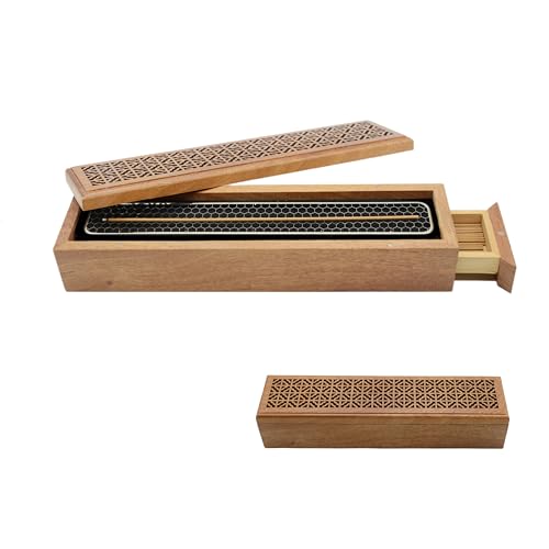 Incense Holder, Wooden Incense-Stick Holder Box with Storage & Ash Catcher,Coffin Incense Bunners for Meditation Yoga Spa Room (Natural Wood)