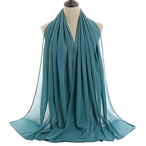 YOUR SMILE for Women Lightweight Breathable Solid Color Soft Chiffon Long Fashion Scarves Sun-proof Shawls Wrap - color: Light Teal