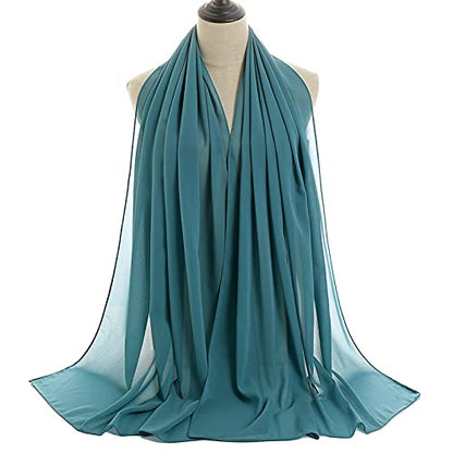 YOUR SMILE for Women Lightweight Breathable Solid Color Soft Chiffon Long Fashion Scarves Sun-proof Shawls Wrap - color: Light Teal