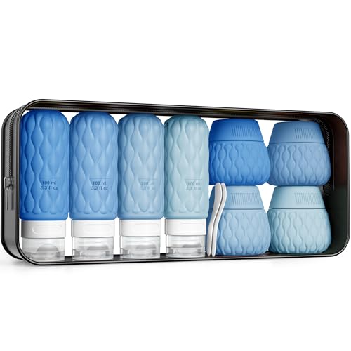 Travel Bottles for Toiletries Silicone Travel Size Containers 3.4oz 1.7oz - color: Ocean Wave-3.4oz/1.7oz