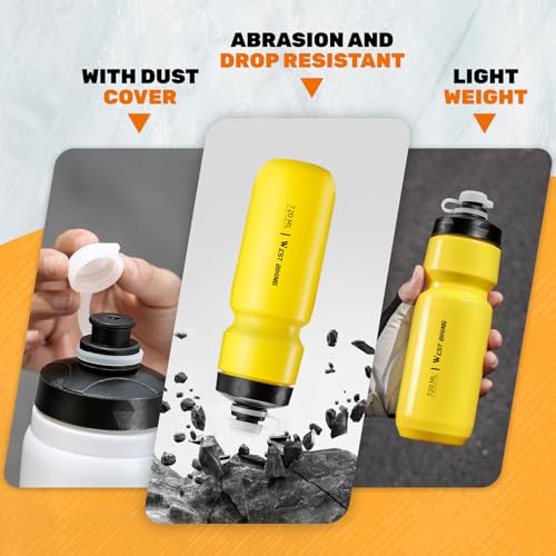 Bike Water Bottle Cage with Bottle, Durable Ultralight Plastic Water Drink Holder Rack, Lightweight PC Water Bottle Holder for Bicycle, Cycling Bottle Holder Cages for MTB, Road Bike(Yellow) - color: Yellow