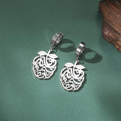 Pomegranate Arabic Calligraphy Earrings Islamic Blessing Love Hope Earrings Persian Muslim Amulet Religious Jewelry Eid Ramadan Gift for Women - color: ailver 2