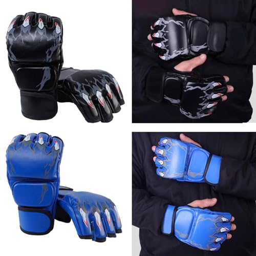 Generic 2 Pairs MMA Gloves Martial Arts Bag Gloves Boxing Fight Gloves Kickboxing Gloves for Sparring - color: Black and Blue