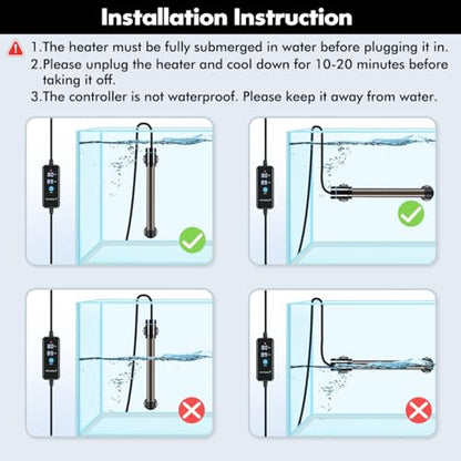 Orlushy Submersible Aquarium Heater, Fish Tank Heater with Free Thermometer for Freshwater and Saltwater Tank - size: R200