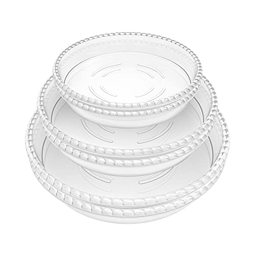 6 Pack Clear Plant Saucer 6 8 10 inch, Durable Plastic Plant Trays for Indoor, Round Flower Plant Pot Saucer, Sturdy Plant Water Catcher Tray - size: 6+8+10 inch