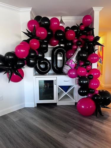 Black Star Balloons, 6PCS 22 Inch Foil Explosion Star Balloons - color: Black