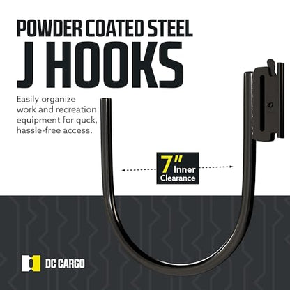 DC Cargo - E Track J Hooks (7" - 10 Pack) - Large Heavy Duty Accessories - Hanging Hooks for Your ETrack Rail System - Use in Enclosed Trailers, Box Trucks, Vans, Garage, Workshop & Warehouse - size: 7 Inch - 10 Pack