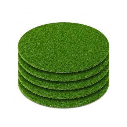 4x4 Inch Round Artificial Grass Mats, Green Moss Patches for Bonsai Decor, Mini Landscape DIY Craft & Model Making, 5 Pack