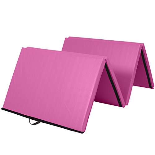 Best Choice Products 8 ft x 4 ft Gymnastics Mat, 4-Fold Foam Exercise Gym Floor Mat for Workout, Yoga, Aerobics, Martial Arts w/Handles - Multicolor