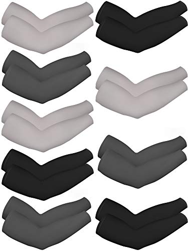 Bememo 9 Pairs UV Protection Sleeves Cooling Sleeves Long Arm Covers Arm Sleeves for Men and Women - color: Black, Light Grey, Dark Grey