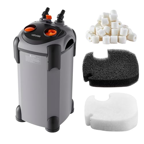 VEVOR 224.5GPH Canister Filter, 3-Stage External Aquarium Filter with Powerful Pump, Quite Water Circulation Cleaning Machine with Media for Fish Tanks and Aquariums Up to 55 Gallons, for Freshwater - size: 224.5GPH