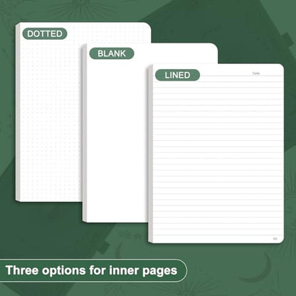 Lined Journal for Women Men, 192 Pages A5 Notebook Journal, Hardcover Notebook with 100Gsm Thick Pages, Leather Note Book for Writing, Travel, Business, Office, Prayer 5.7 x 8.3, Dark Green - color: Dark Green, style: Lined