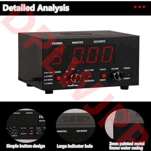 Portable Boxing Timer for Training Digital Gym Timer Gym Clock,Interval Timer,Workout Timer Interval Gym Timer with Led Lights Display for Workout Boxing Equipment (Red)