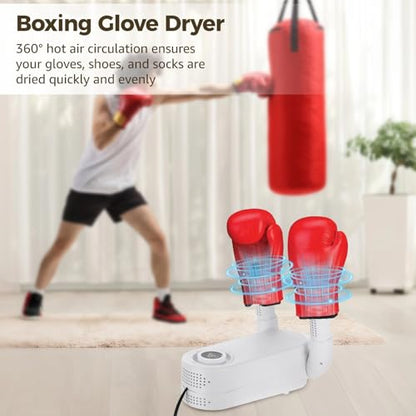 Boxing Glove Dryer with Intelligent Timer, Portable Boot Shoe Dryer with 360° Hot Air, Foldable Design for Gloves, Shoes, Socks