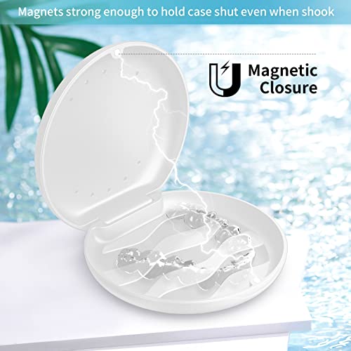 Annhua Orthodontic Retainer Case with Vent Holes, Denture Storage Case Slim Mouthguard Container Aligner Case with Magnetic Closure for Household|Travel|Office - White - color: White