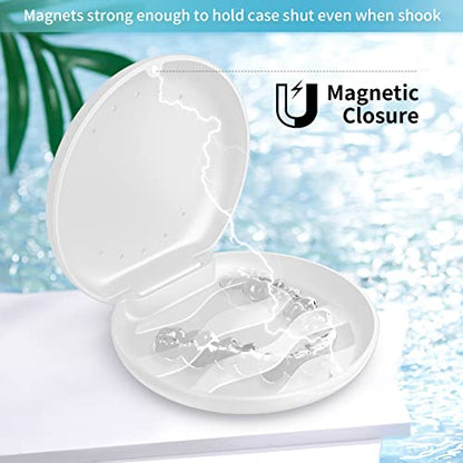 Annhua Orthodontic Retainer Case with Vent Holes, Denture Storage Case Slim Mouthguard Container Aligner Case with Magnetic Closure for Household|Travel|Office - White - color: White