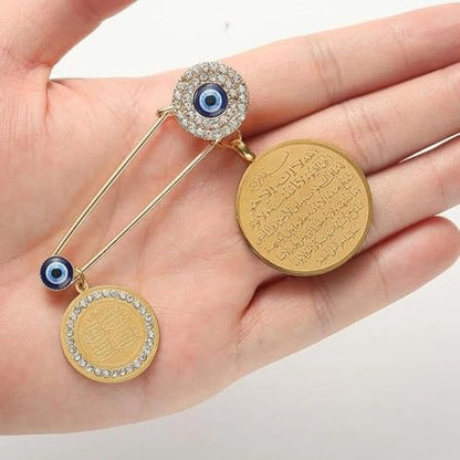 Fashionable Arabian Lucky Eye Blue Turkish Evil Eye Brooch with Fatima Hands Muslim Gift Islamic Jewelry Amulet