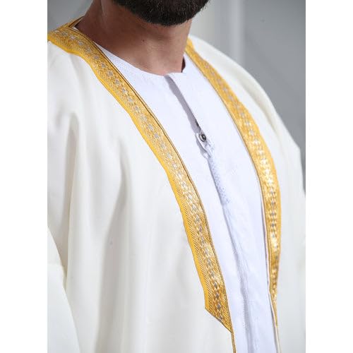 Men's Abaya (Bisht) Long Sleeves | Amazing Men's Islamic Arabian Cloak - color: Off-white