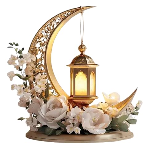 Mosque Moon Lantern, Ramadan Eid Mubarak Ornaments, 2D Crescent and Lantern Acrylic Tabletop Ornament, Ramadan Festival (#5) - color: #5