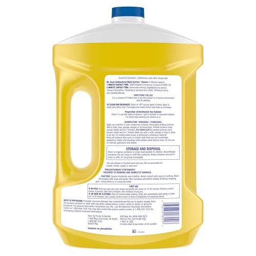 Mr. Clean Antibacterial All Purpose Cleaner, Floor Cleaner for Mopping Home, Bathroom, & Kitchen, Cleaning Liquid for Mop & Bucket, Cleaning Supplies, Multi-Surface Dilutable, Lemon, 99oz - size: 99 Fl Oz (Pack of 1)