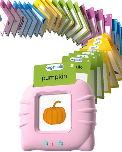 Airbition Talking Flash Cards for Toddlers 1 2 3 4 Year Olds, Montessori Language Learning Toys with 224 Words, Pocket Speech Therapy Toys, Children's Sensory Educational Device, Pink - style: 224 Words English Pink