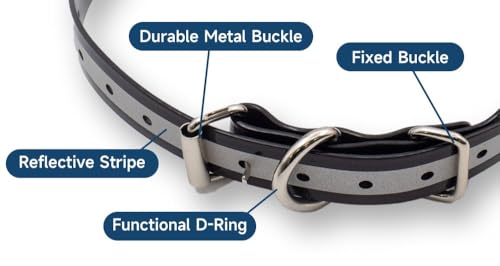 Waterproof TPU Replacement Strap for Dog Training Collar, 27.5 in - color: Black Reflect
