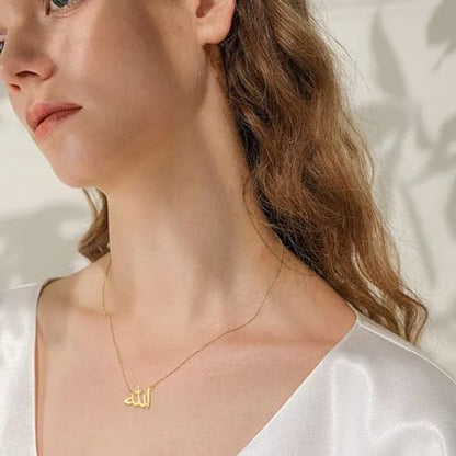 UNIFT Islamic Muslim Allah Layered Necklaces For Women Stainless Steel Charm Water Drop Heart Shape Allah Pendant Double Layer Necklace Islamic Jewelry - color: gold 6