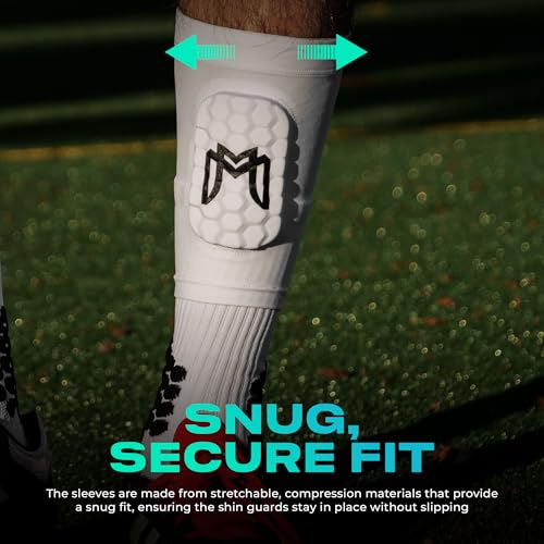 MediCaptain Mini Shin Guards Soccer – Built in Shin Pad Sleeves for Mens, Women, Teens - Small Shin Guards - Lightweight, Breathable Shin Defender Leg Protection - color: White, size: Mini (3.9 x 2.4 in)