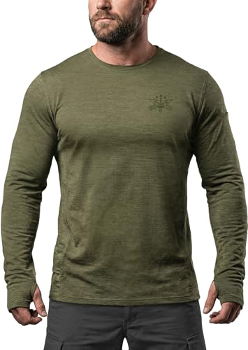 CQR Men's UPF 50+ Sun Protection Long Sleeve Quick Dry Athletic Shirts, Stretch Running Workout Hiking T-Shirts - color: Nightfall Soil Green, size: X-Small