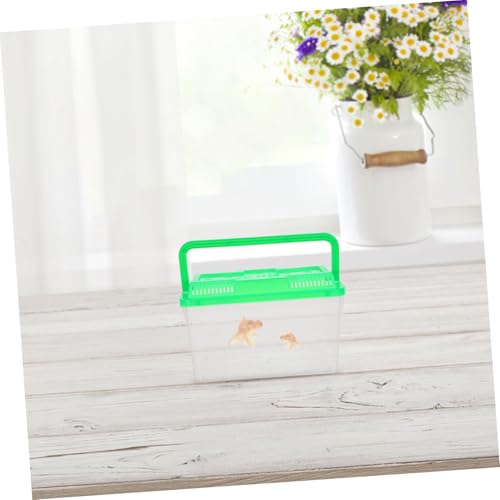 4pcs Mini Handheld Aquarium Box Portable Transparent Plastic Carrier with Handle for Small Fish Turtles Reptiles Hamsters for Breeding and Safe Transport